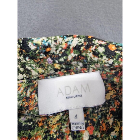 Adam Lippes Shirt Womens 4 Green Floral Silk Button Up Long Sleeve Blouse Artsy - Picture 2 of 13